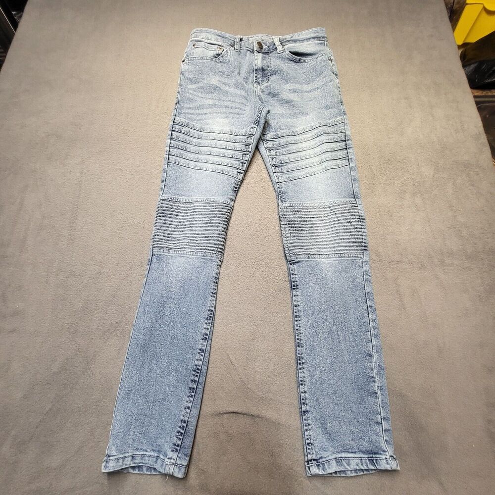 LRG Lifted Research Group Jeans Mens 29x29 Blue Moto Skinny Distressed Denim